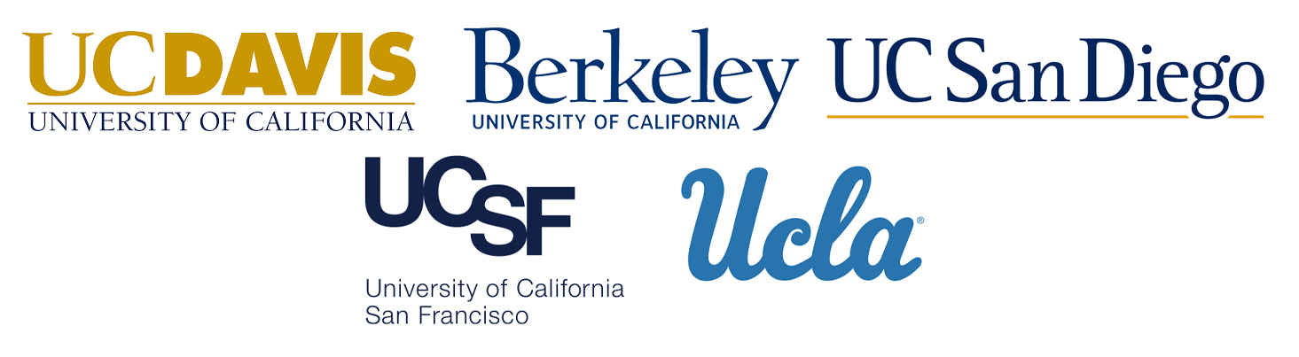 Consortium Logos: UC Davis, Berkeley, San Dieo, San Francisco and Los Angeles